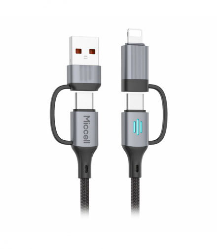 Kabel USB-A/C - USB-C/Lightning Miccell VQ-D145, 240W, 1m, czarny Orno VQ-D145-005989