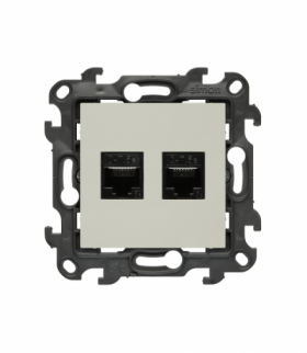 Gniazdo komputerowe podwójne RJ45 kategoria 5e, kaszmirowy Simon 24 N52.01/42
