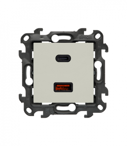 ładowarka USB podwójna, IP20, kaszmirowy, 30W Simon 24 NEC2CAQ.01/42