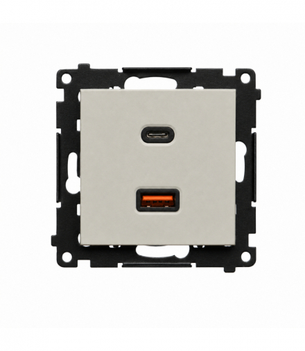 Ładowarka USB C+A, podwójna, IP20, kaszmirowy, 30W Simon 55 TEC2CAQ.01/142