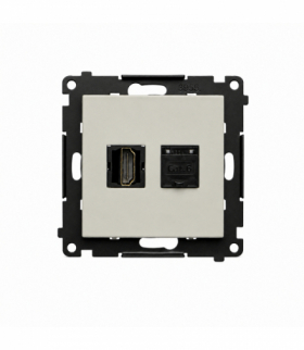 Gniazdo HDMI + komputerowe RJ45 kat.6., IP20, kaszmirowy Simon 55 TGHRJ45.01/142