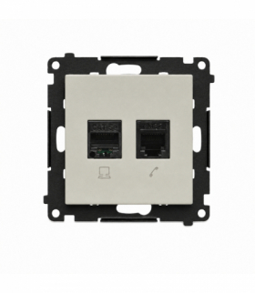 Gniazdo komputerowe RJ45 kategoria 5e + telefoniczne RJ12, IP20, kaszmirowy Simon 55 T5F.01/142
