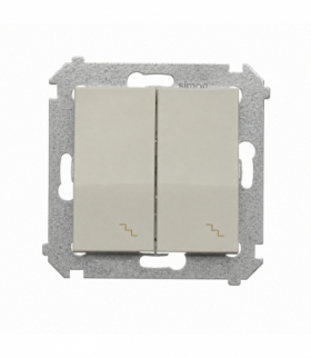Łącznik schodowy podwójny z podświetleniem LED, kaszmirowy Simon 54 DW6/2L.01/42