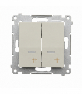 Łącznik krzyżowy podwójny z podświetleniem LED, IP20, kaszmirowy Simon 54 DW7/2L.01/42