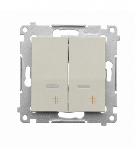 Łącznik krzyżowy podwójny z podświetleniem LED, IP20, kaszmirowy Simon 54 DW7/2L.01/42