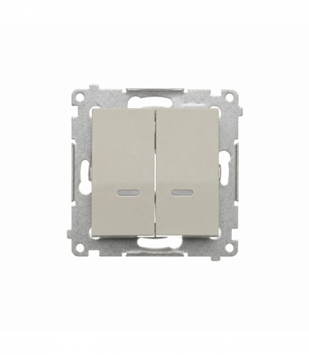 Łącznik krzyżowy podwójny z podświetleniem LED bez piktogramu, IP20, kaszmirowy Simon 54 DW7/2L.01/X/42