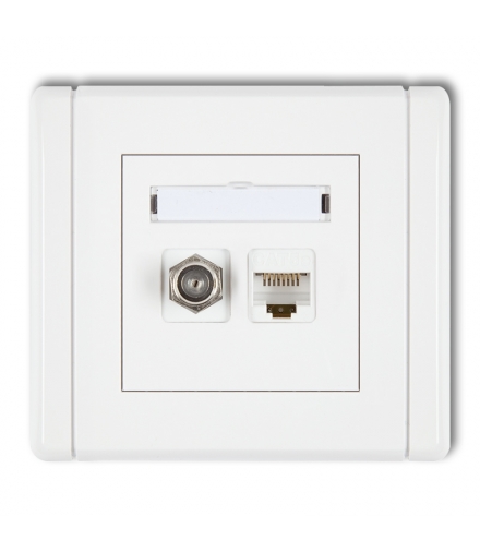 FLEXI Gniazdo antenowe poj. typu F (SAT) + gniazdo komp. poj. 1xRJ45, kat. 5e, 8-stykowe Karlik FGFK-1