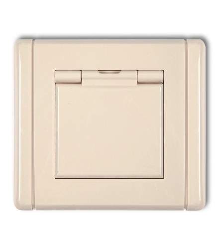 FLEXI Gniazdo bryzgoszczelne z uziemieniem 2P+Z (klapka beżowa, przesłony torów prądowych) Karlik 1FGPB-1zp