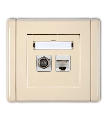 FLEXI Gniazdo antenowe poj. typu F (SAT) + gniazdo komp. poj. 1xRJ45, kat. 5e, 8-stykowe Karlik 1FGFK-1