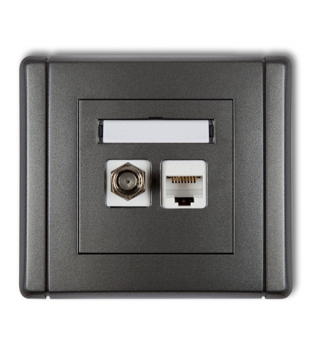 FLEXI Gniazdo antenowe poj. typu F (SAT) + gniazdo komp. poj. 1xRJ45, kat. 5e, 8-stykowe Karlik 11FGFK-1