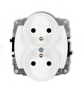 TREND Mechanizm gniazda podwójnego do ramki poziomej z uziemieniem 2x(2P+Z) (przesłony torów prądowych) Karlik GPR-2zp