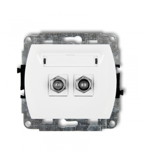 TREND Mechanizm gniazda antenowego podwójnego typu F (SAT) niklowany Karlik GF-2