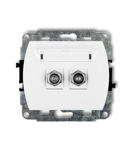 TREND Mechanizm gniazda antenowego podwójnego typu F (SAT) niklowany Karlik GF-2