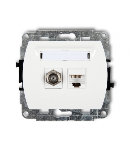 TREND Mechanizm gniazda antenowego poj. typu F (SAT) + gniazda komp. poj. 1xRJ45, kat. 5e, 8-stykowy Karlik GFK-1