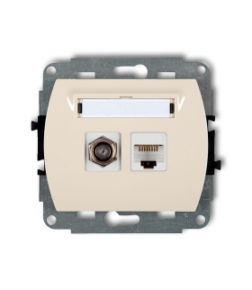 TREND Mechanizm gniazda antenowego poj. typu F (SAT) + gniazda komp. poj. 1xRJ45, kat. 5e, 8-stykowy Karlik 1GFK-1