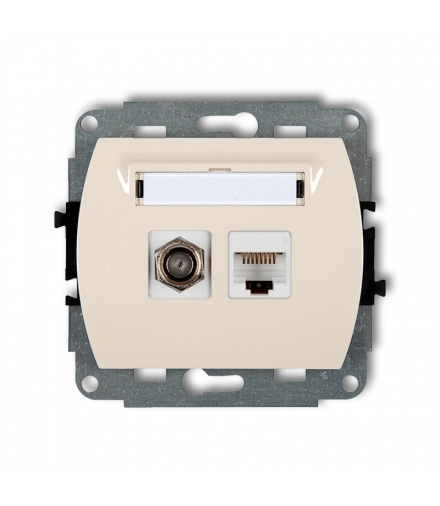 TREND Mechanizm gniazda antenowego poj. typu F (SAT) + gniazda komp. poj. 1xRJ45, kat. 5e, 8-stykowy Karlik 1GFK-1