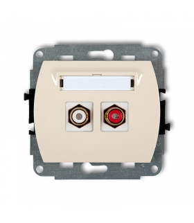 TREND Mechanizm gniazda podwójnego RCA (typu cinch - biały i czerwony, pozłacany) Karlik 1GRCA-2