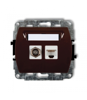 TREND Mechanizm gniazda antenowego poj. typu F (SAT) + gniazda komp. poj. 1xRJ45, kat. 5e, 8-stykowy Karlik 4GFK-1