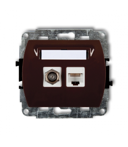 TREND Mechanizm gniazda antenowego poj. typu F (SAT) + gniazda komp. poj. 1xRJ45, kat. 5e, 8-stykowy Karlik 4GFK-1