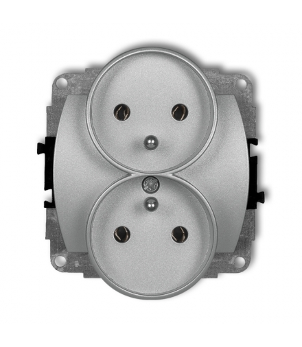 TREND Mechanizm gniazda podwójnego do ramki poziomej z uziemieniem 2x(2P+Z) (przesłony torów prądowych) Karlik 7GPR-2zp