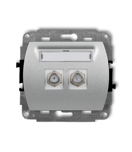 TREND Mechanizm gniazda antenowego podwójnego typu F (SAT) niklowany Karlik 7GF-2