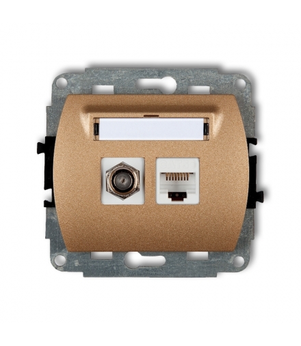 TREND Mechanizm gniazda antenowego poj. typu F (SAT) + gniazda komp. poj. 1xRJ45, kat. 5e, 8-stykowy Karlik 8GFK-1