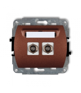 TREND Mechanizm gniazda antenowego podwójnego typu F (SAT) niklowany Karlik 9GF-2