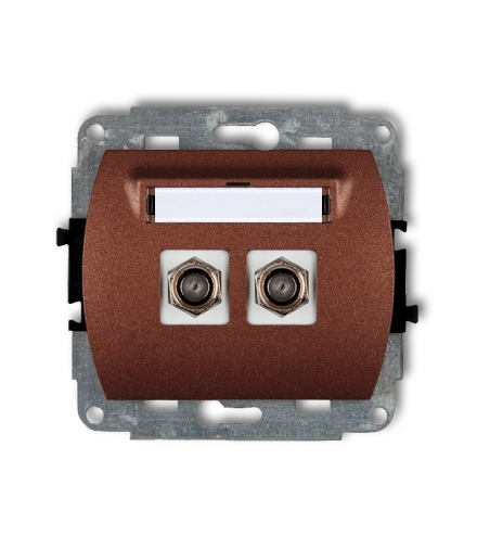 TREND Mechanizm gniazda antenowego podwójnego typu F (SAT) niklowany Karlik 9GF-2