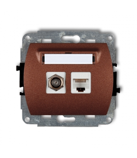 TREND Mechanizm gniazda antenowego poj. typu F (SAT) + gniazda komp. poj. 1xRJ45, kat. 5e, 8-stykowy Karlik 9GFK-1