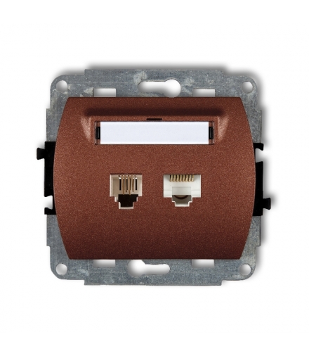 TREND Mechanizm gniazda telefonicznego 1xRJ11 i komputerowego 1xRJ45, kat. 5e, 8-stykowy Karlik 9GTK