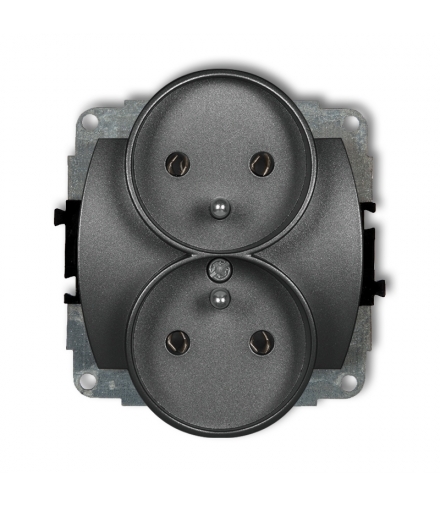 TREND Mechanizm gniazda podwójnego do ramki poziomej z uziemieniem 2x(2P+Z) (przesłony torów prądowych) Karlik 11GPR-2zp