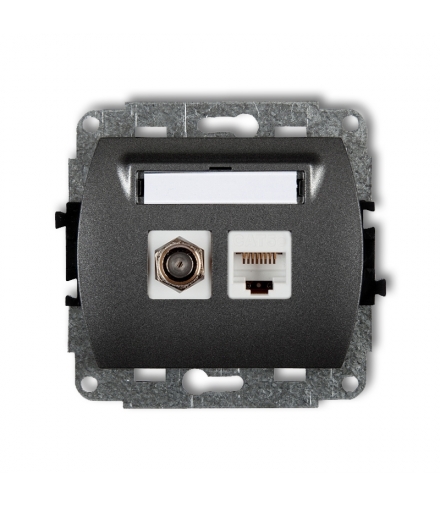 TREND Mechanizm gniazda antenowego poj. typu F (SAT) + gniazda komp. poj. 1xRJ45, kat. 5e, 8-stykowy Karlik 11GFK-1