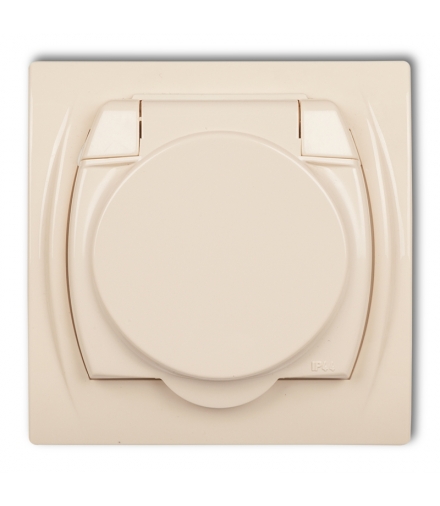 LOGO Gniazdo bryzgoszczelne z uziemieniem 2P+Z (klapka beżowa, przesłony torów prądowych) Karlik 1LGPB-1zp