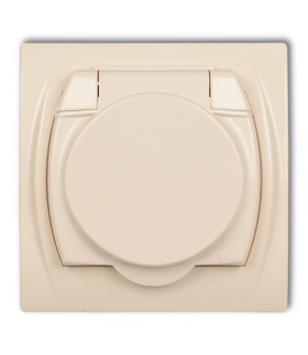 LOGO Gniazdo bryzgoszczelne z uziemieniem SCHUKO 2P+Z (klapka beżowa, przesłony torów prądowych) Karlik 1LGPB-1sp