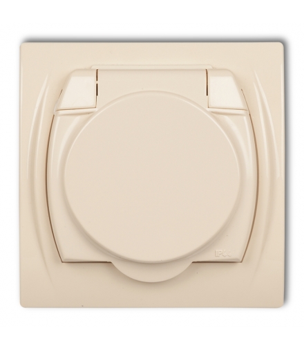 LOGO Gniazdo bryzgoszczelne z uziemieniem SCHUKO 2P+Z (klapka beżowa, przesłony torów prądowych) Karlik 1LGPB-1sp