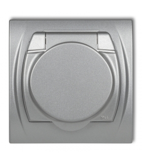 LOGO Gniazdo bryzgoszczelne z uziemieniem SCHUKO 2P+Z (klapka srebrny metalik, przesłony torów prądowych) Karlik 7LGPB-1sp