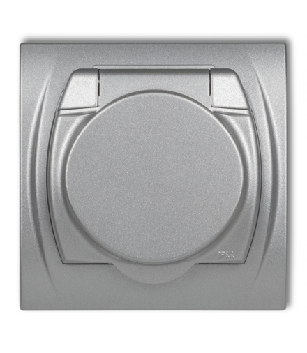 LOGO Gniazdo bryzgoszczelne z uziemieniem SCHUKO 2P+Z (klapka srebrny metalik, przesłony torów prądowych) Karlik 7LGPB-1sp