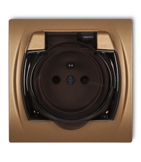 LOGO Gniazdo bryzgoszczelne z uziemieniem 2P+Z (klapka dymna, przesłony torów prądowych) Karlik 8LGPB-1zdp