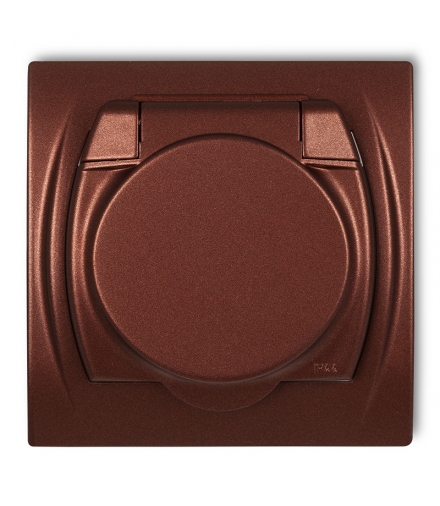 LOGO Gniazdo bryzgoszczelne z uziemieniem 2P+Z (klapka brązowy metalik, przesłony torów prądowych) Karlik 9LGPB-1zp