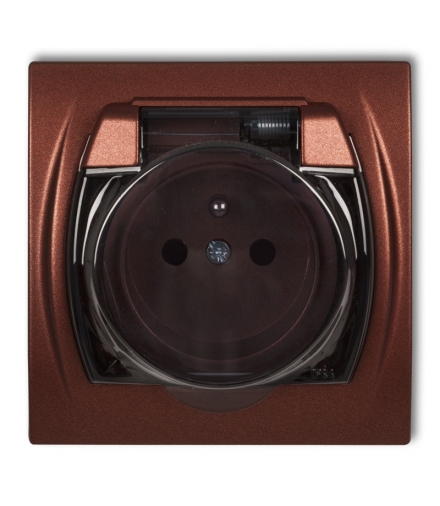 LOGO Gniazdo bryzgoszczelne z uziemieniem 2P+Z (klapka dymna, przesłony torów prądowych) Karlik 9LGPB-1zdp