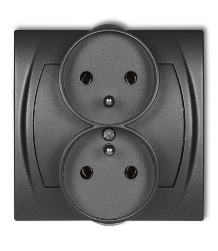 LOGO Gniazdo podwójne do ramki poziomej z uziemieniem 2x(2P+Z) (bez przesłon torów prądowych) Karlik 11LGPR-2z