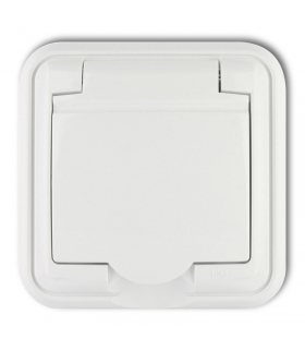 LIZA Gniazdo bryzgoszczelne z uziemieniem 2P+Z (klapka biała) Karlik GPH-1z