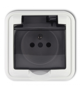 LIZA Gniazdo bryzgoszczelne z uziemieniem 2P+Z (klapka dymna) Karlik GPH-1zd