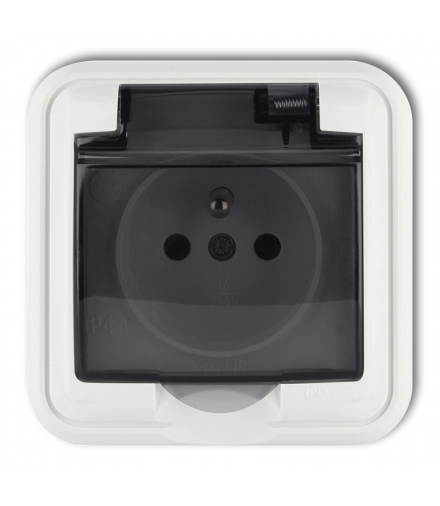 LIZA Gniazdo bryzgoszczelne z uziemieniem 2P+Z (klapka dymna) Karlik GPH-1zd