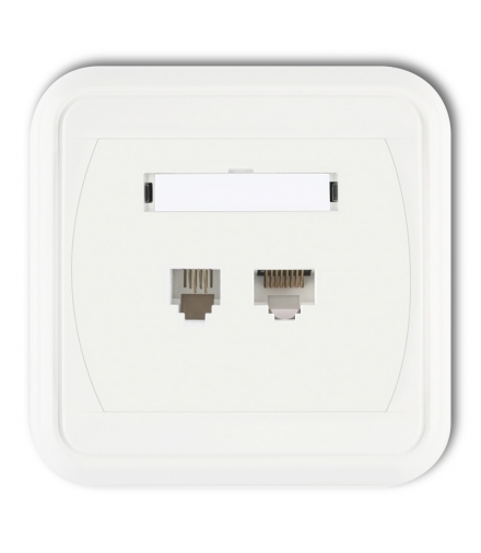 LIZA Gniazdo telefoniczne pojedyncze 1xRJ11, 4-stykowe + gniazdo komputerowe pojedyncze 1xRJ45, kat. 5e, 8-stykowe Karlik GLTK