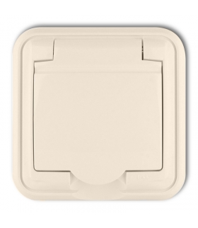 LIZA Gniazdo bryzgoszczelne z uziemieniem 2P+Z (klapka beżowa) Karlik 1GPH-1z