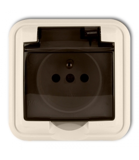 LIZA Gniazdo bryzgoszczelne z uziemieniem 2P+Z (klapka dymna) Karlik 1GPH-1zd