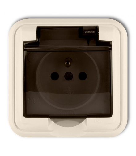 LIZA Gniazdo bryzgoszczelne z uziemieniem 2P+Z (klapka dymna) Karlik 1GPH-1zd