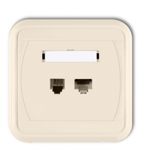 LIZA Gniazdo telefoniczne pojedyncze 1xRJ11, 4-stykowe + gniazdo komputerowe pojedyncze 1xRJ45, kat. 5e, 8-stykowe Karlik 1GLTK