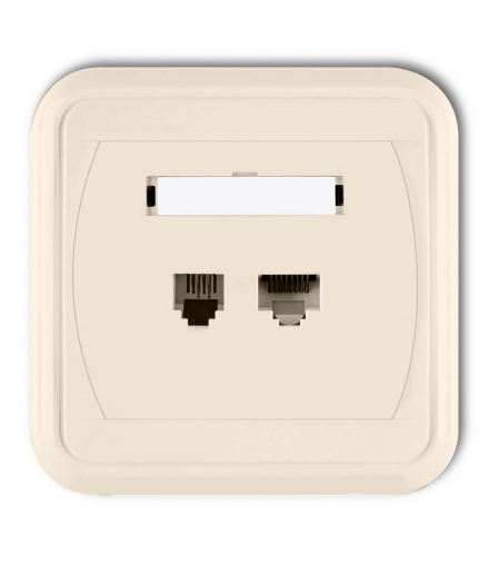 LIZA Gniazdo telefoniczne pojedyncze 1xRJ11, 4-stykowe + gniazdo komputerowe pojedyncze 1xRJ45, kat. 5e, 8-stykowe Karlik 1GLTK